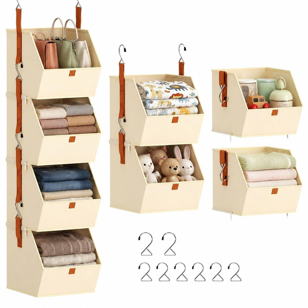 Hängeorganizer, 25 x 25 cm Faltbare Hängeaufbewahrung mit 4 Etagen