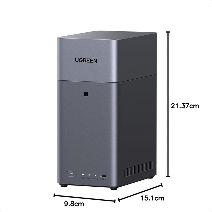 UGREEN NASync DH2300 2 Bay Desktop NAS, NFC Tap zum Verbinden, KI Fotoalbum, 4K Persönliche Videothe