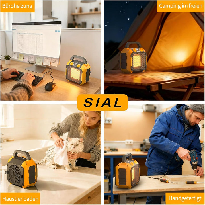 SIAL Energiesparender Heizlüfter 1000W, 42 dB, Raumheizung, PTC Thermostat PC1, PC1
