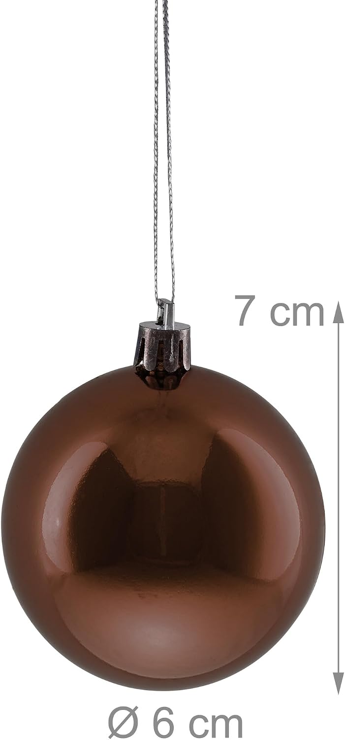 Relaxdays Weihnachtskugeln 100er Set, Weihnachtsdeko, glänzend, braun, Braun