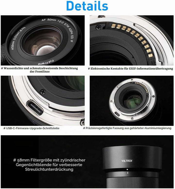 VILTROX 50mm F2.0 Z-Mount Vollformat Objektiv,AF 50mm f/2.0 für Nikon Z-Mount,Auto Fcous grosse Blen