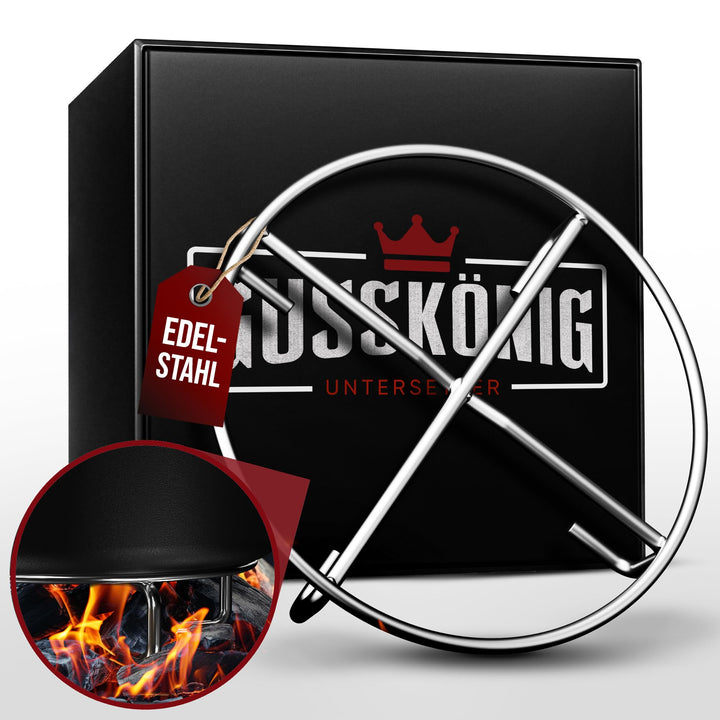Edelstahl-Untersetzer 20x20 cm - Ablage für Dutch Oven &amp; Kochgeschirr - Stabiler Untergrund auf Kohl