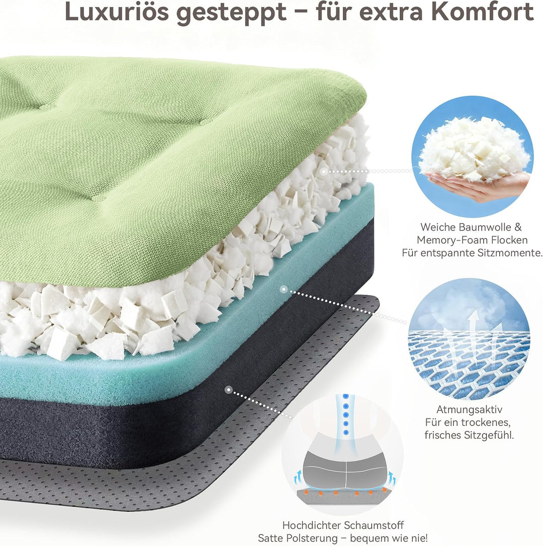 Codi Sitzkissen 40x40×8 cm 2er Set, Extra Dicke, Bequeme Stuhlkissen mit wasserabweisendem Bezug – W