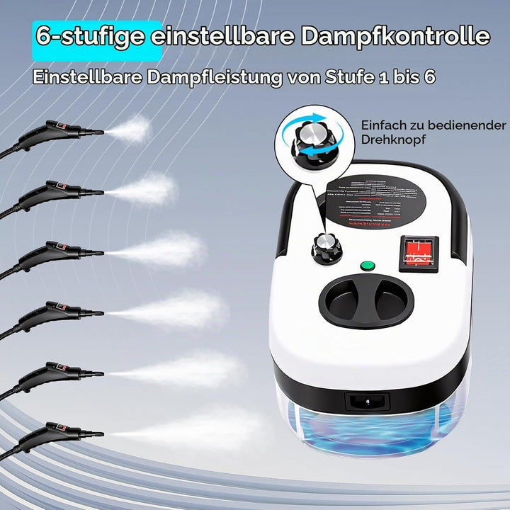 Dampfreiniger Handgerät 1500W, Multifunktionaler Steam Cleaner 1200ml Tank, tragbarer Dampfreiniger