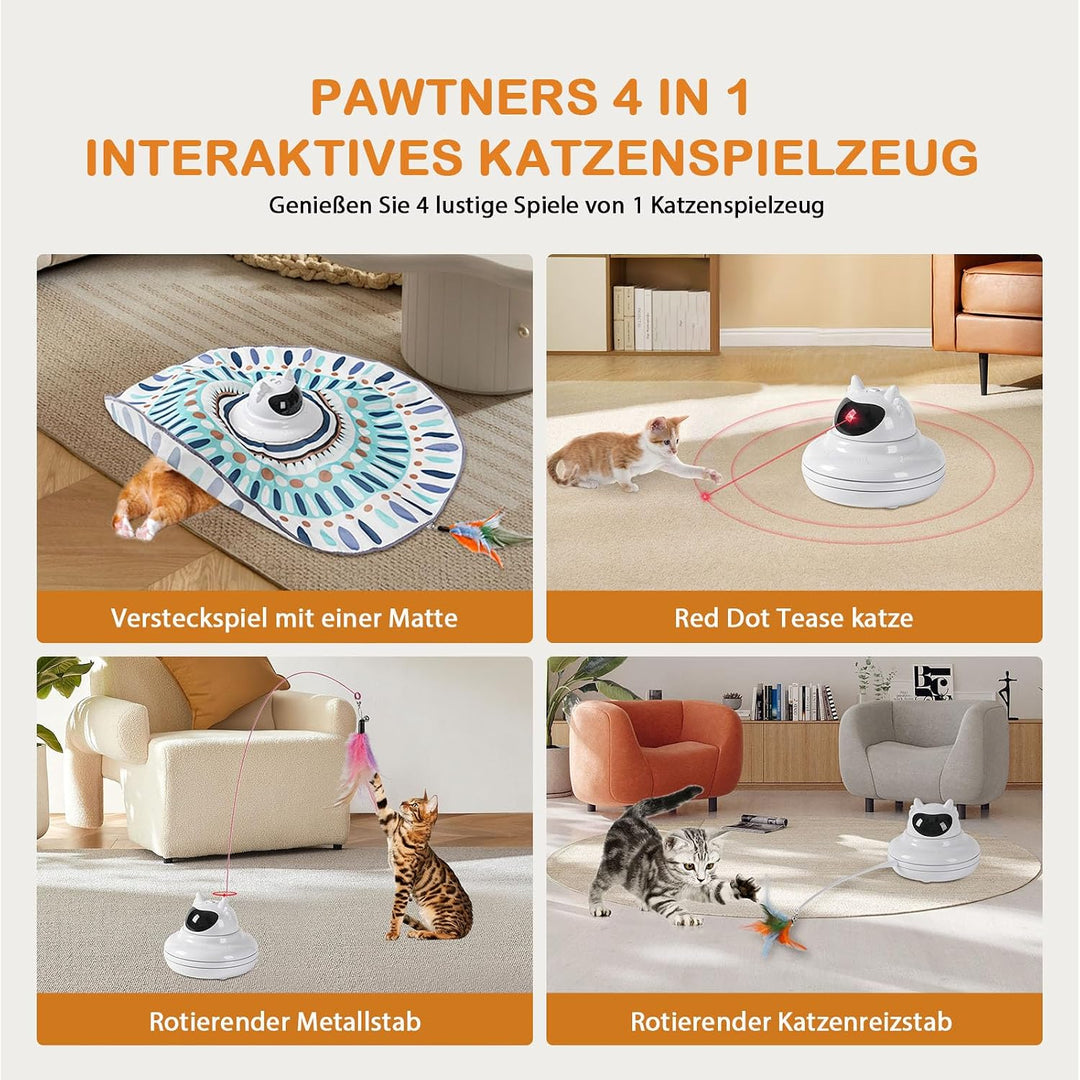 Interactive Cat Toy for Indoor Cats, Cat Toys with Moving Feathers &amp; Chasing Butterfly, Rechargeable