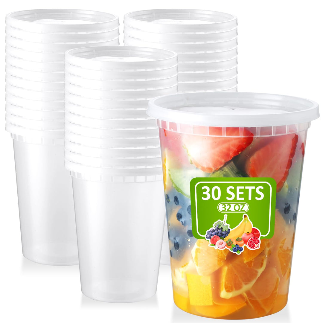 Eupako Vorratsdosen mit Deckel Luftdicht, Deli Container 30 Stück 960ml 32oz-30 stück, 32oz-30 stück