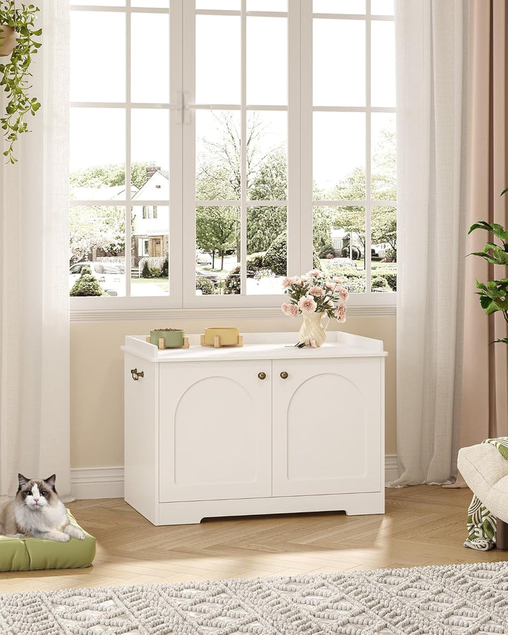 Hzuaneri Katzenschrank mit Griffen, Katzentoilette, Katzenklo Schrank, Katzenhaus mit Tür, Hölzerner