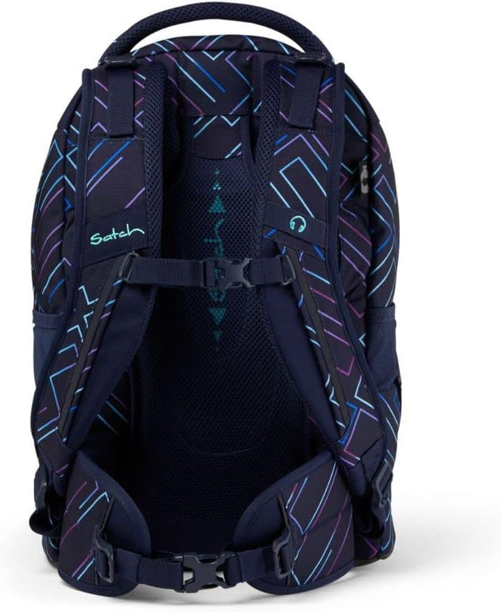 satch Pack Schulrucksack Set 3tlg. mit Sporttasche und Schlamperbox (Purple Laser), 45 x 30 x 22 cm