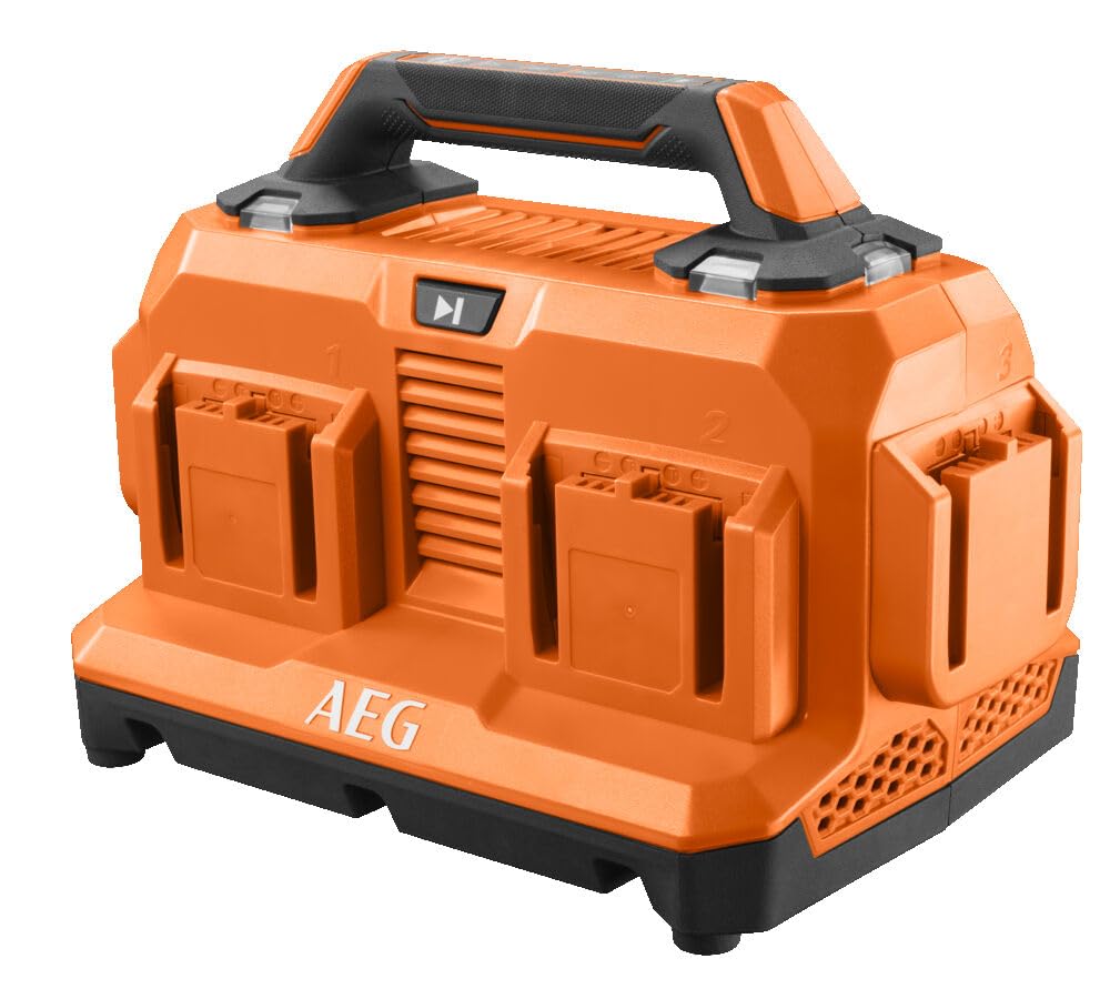 AEG - Ladegerät 18 V, 6 Anschlüsse, Netzspannung 220-240 V, für 18 V Akkus von 1,5 bis 9,0 Ah, seque