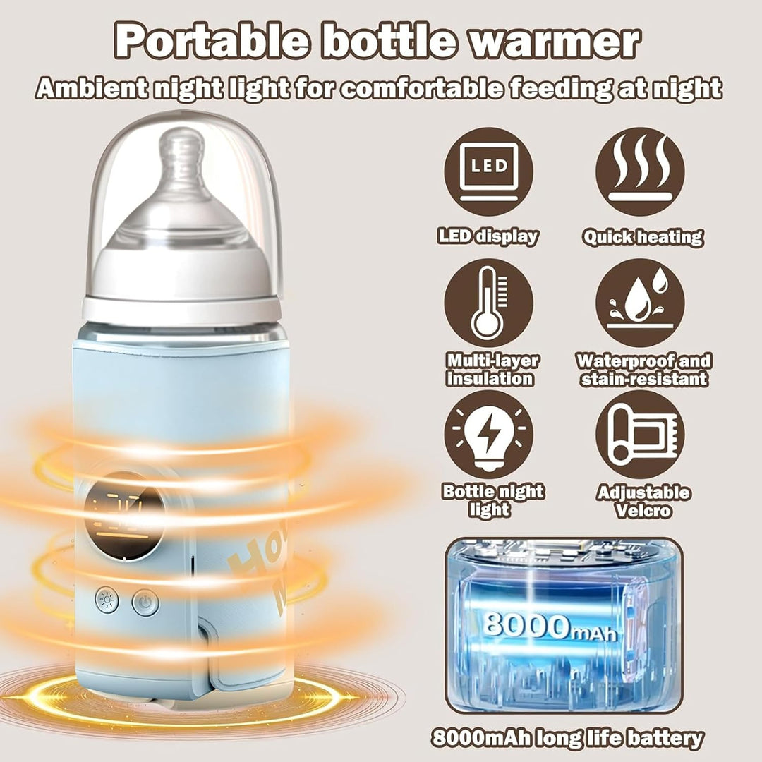 Flaschenwärmer Baby, Tragbarer Flaschenwärmer, Unterwegs mit LCD-Display USB-Ladung Babyflaschenwärm