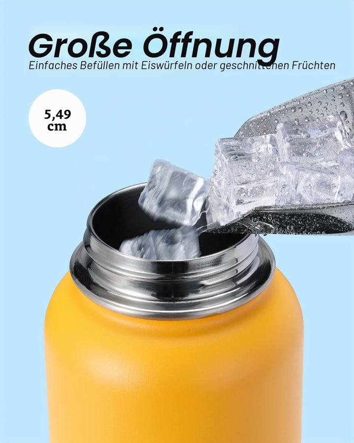 Wasserflasche 40 oz (1,2 l) isoliert mit Strohhalm &amp; Bürste, Coolflask Vakuum Edelstahl Metall 3 Dec