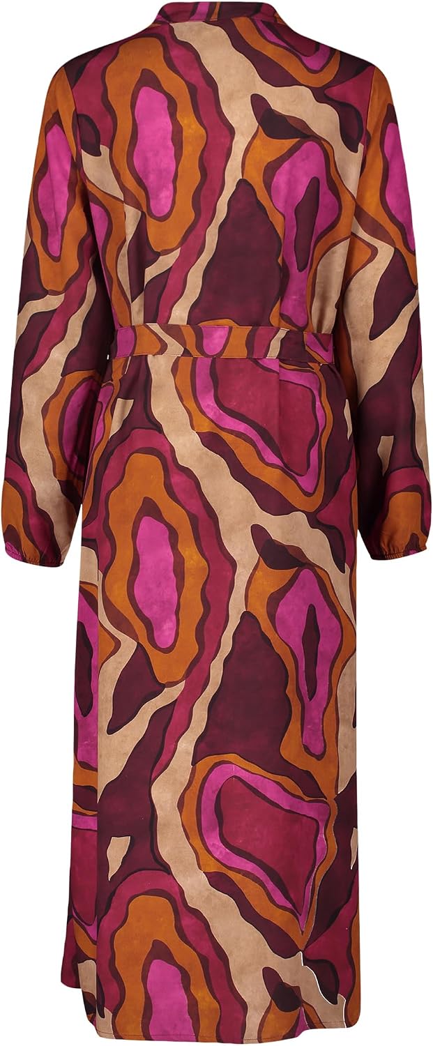 Cartoon Damen Casual-Kleid mit Gürtel 38 Purple-beige, 38 Purple-beige