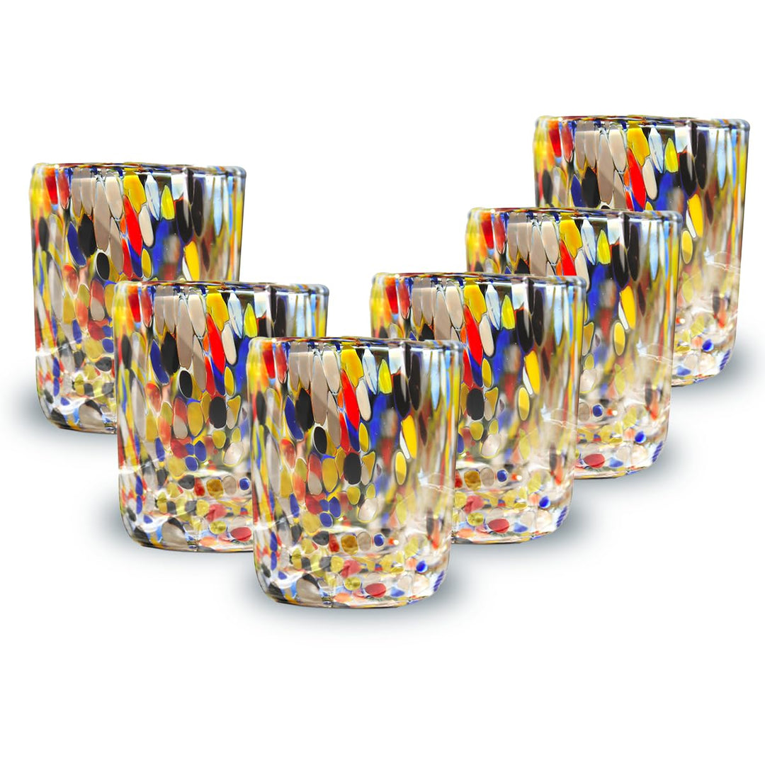 6 Wassergläser, hergestellt nach der Tradition der Murano-Handwerker, mundgeblasenes und handgearbei