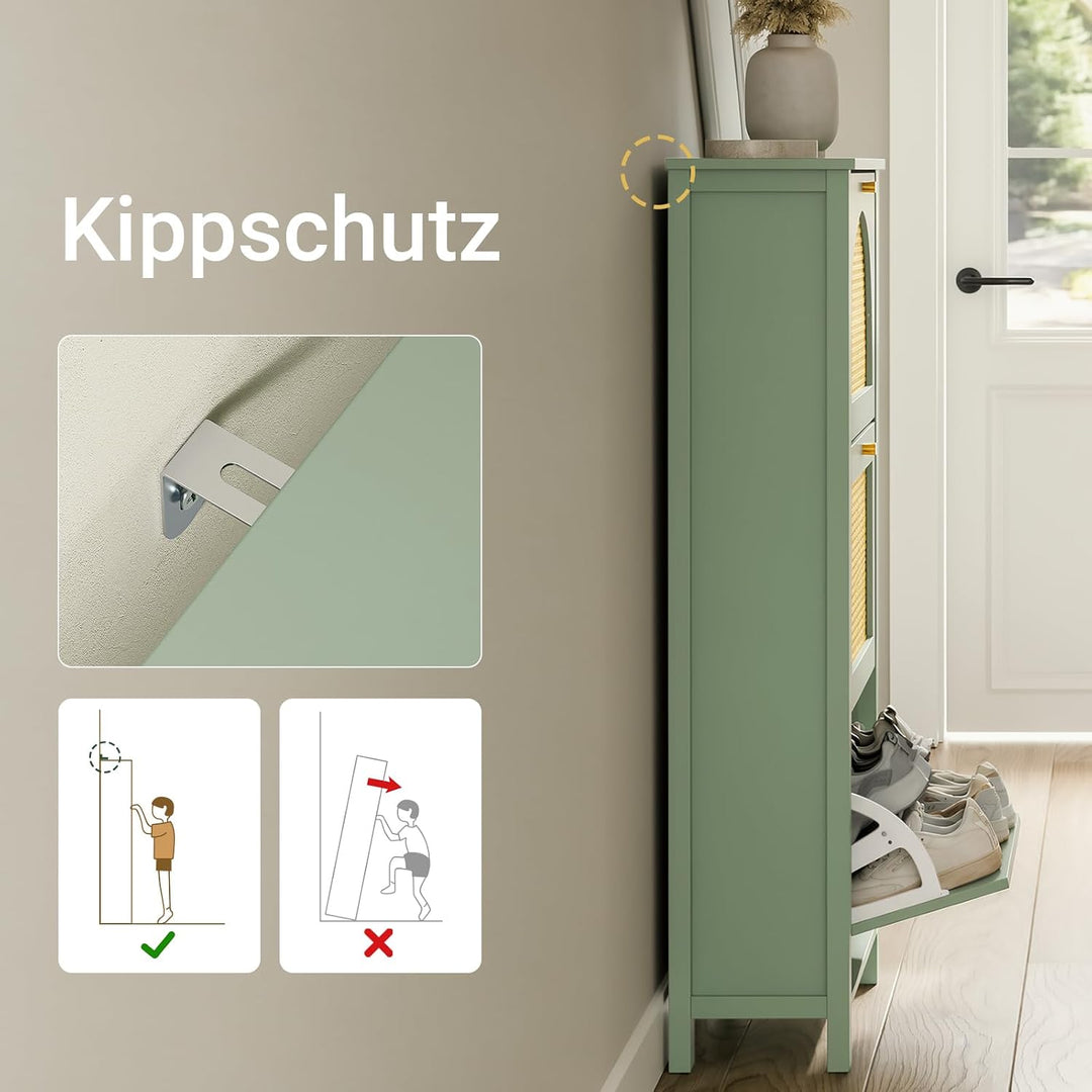 SoBuy Schuhschrank Schmal - 3 Klappen 62x25x121,5cm Flur Schuhschrank mit 3 Türen, Schuhschrank mit