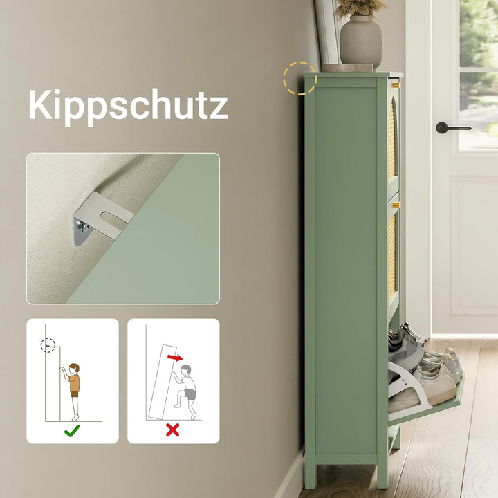 SoBuy Schuhschrank Schmal - 3 Klappen 62x25x121,5cm Flur Schuhschrank mit 3 Türen, Schuhschrank mit