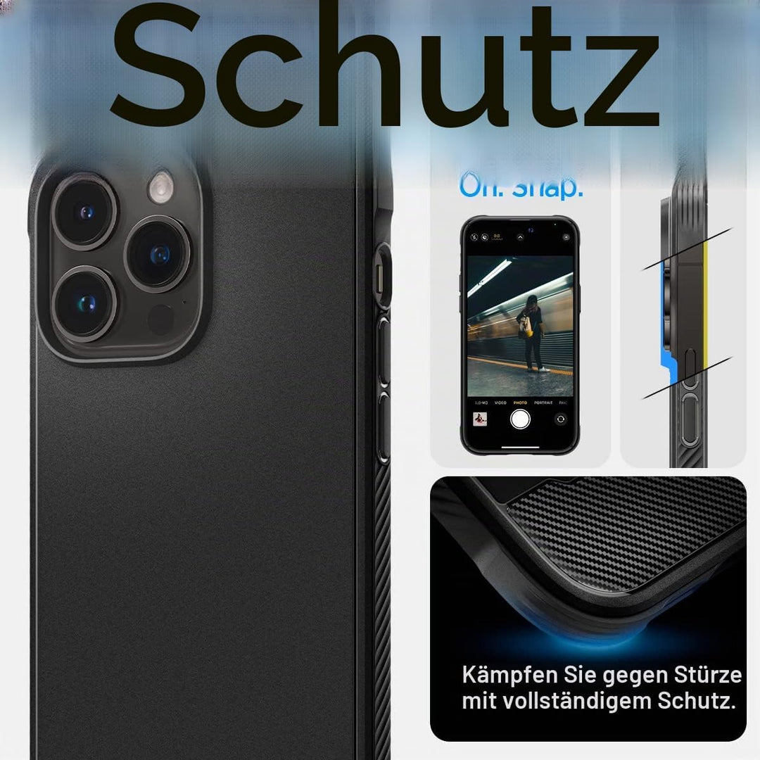 Spigen Rugged Armor MagFit Hülle Kompatibel mit iPhone 14 Pro -Matte Black, Matte Black