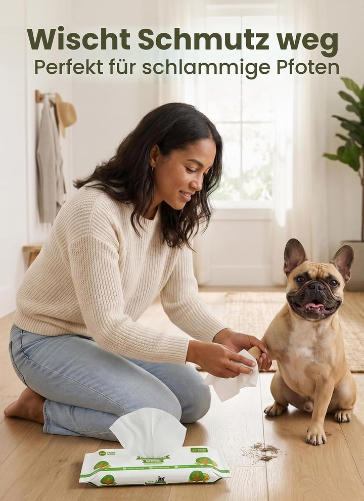 Pogi’s Feuchttücher für Hunde – Doppelpack Reisegrösse, mit Grüner-Tee-Duft, hypoallergen, mit Bambu