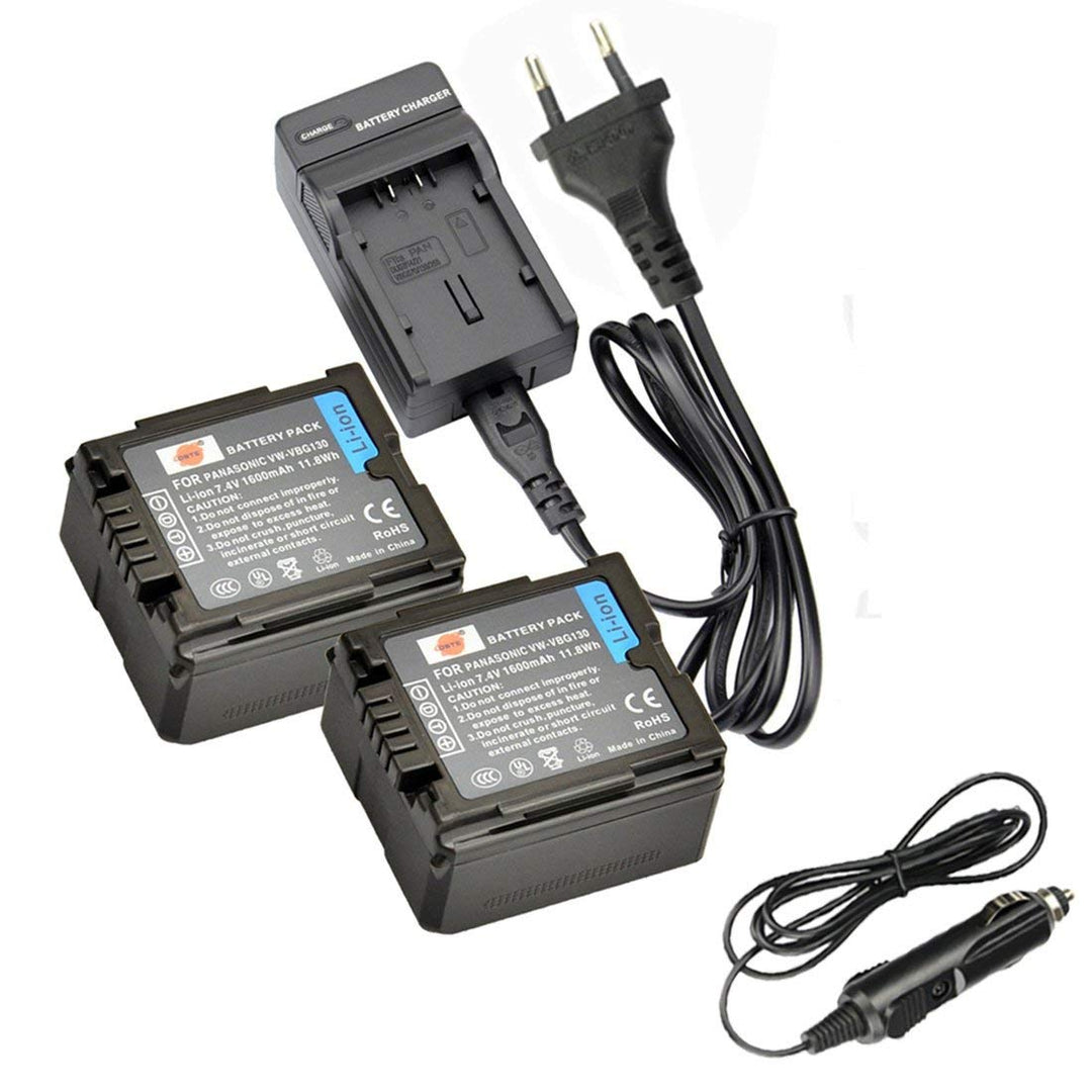 DSTE®（2 Pack）Ersatz Batterie und DC61E Reise Ladegerät Compatible für Panasonic VW-VBG130 AG-HMC150