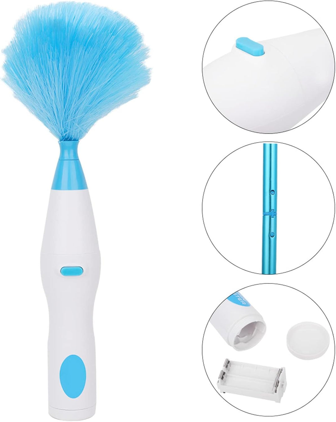 Elektrischer Staubwedel, 360 ° Spin Duster Lang Ausziehbar Statische Wischer Elektrisch Hand Duster