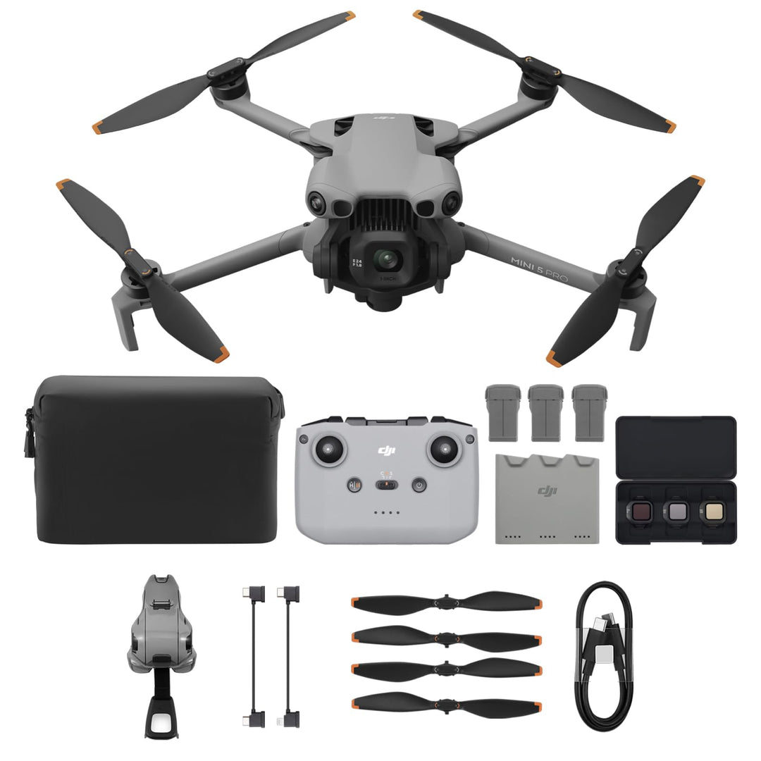 DJI Mini 5 Pro Fly More Combo mit DJI RC-N3, 4K Drohne mit Kamera, 1-Zoll CMOS, Omnidirektionaler Hi