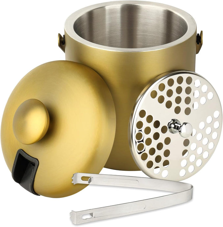 Schramm® Eiswürfelbehälter in schwarz, gold oder rosé mit Deckel und Zange Weinkühler 1,3 Liter Eise