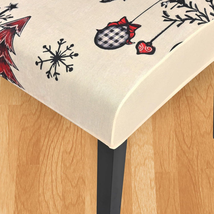 Yugarlibi Weihnachten Stretch Stuhlhussen 4er Set Stuhlbezug Schwingstuhl Universal Weihnachtsbaum E