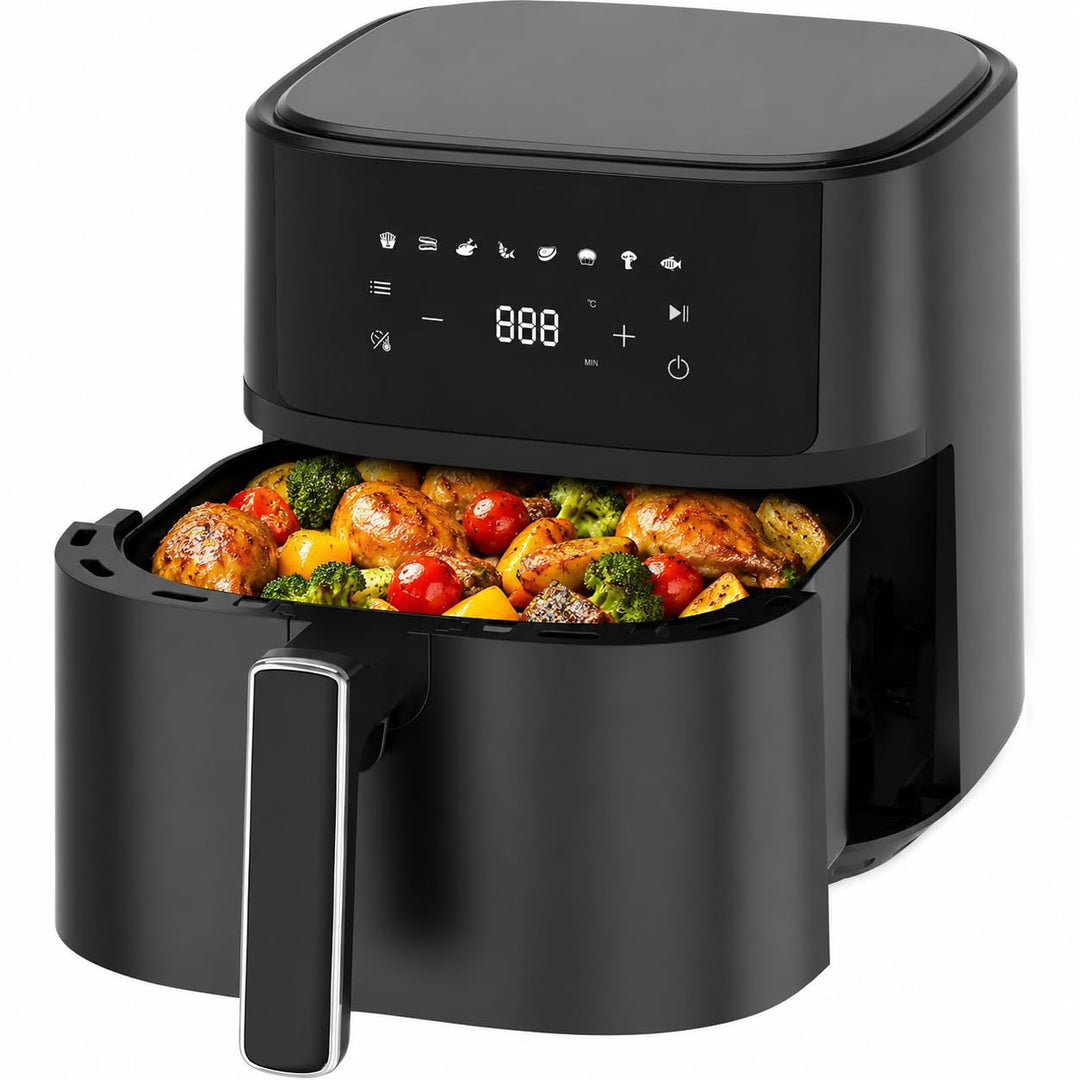 Heissluftfritteuse 6,5L XL, 1700W Airfryer mit 8 Programmen, LED Touch Display, 80–200 °C, Metall-In