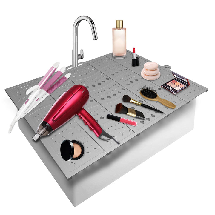 Mofason Badezimmer-Waschbecken-Abdeckung, platzsparend, Silikon, Make-up-Organizer-Matte für über de