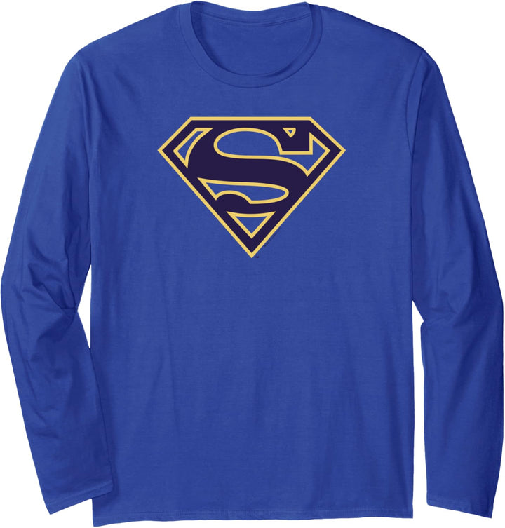 Superman Navy &amp; Gold Classic Shield Langarmshirt