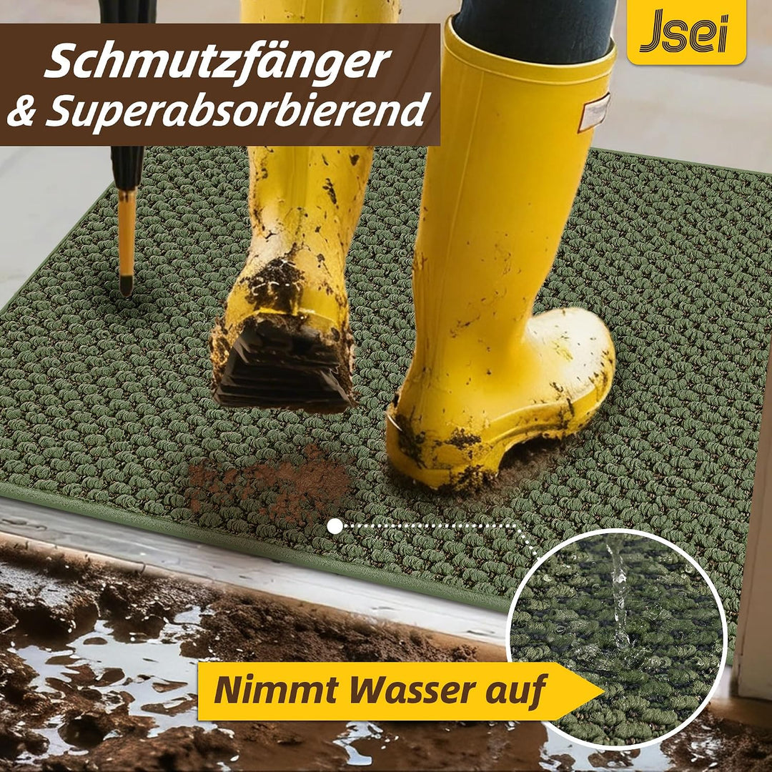 JSEI Fussmatte rutschfest Waschbar, Schmutzfangmatte, 50x80cm, Grün Grün 80 x 50 cm (Rechteckig), Gr