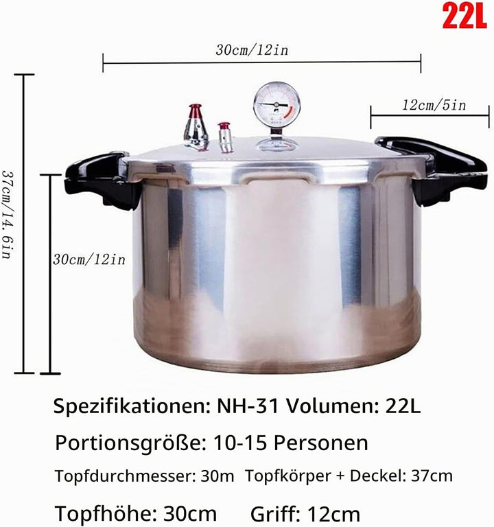 GHKWXUE 22 Quart Schnellkochtopf &amp; Induktionskompatibel gebaut druckkochtopf - in Luxus-Digitalmanom