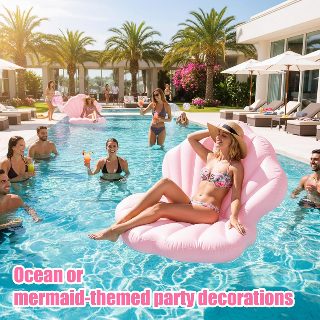 BOXOB Seashell Pool Float, Pearl Ball for Tanning, Ocean Mermaid Theme and Summer Beach Swimming Bir