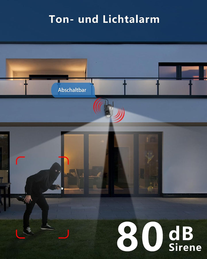ANBIUX 2K Überwachungskamera Aussen Mit Dual-Objektiv,Kamera überwachung Aussen unterstützt 2,4GHz u