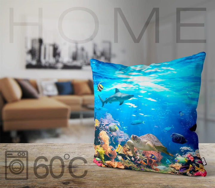 VOID Riff Meerestiere Fische Taucher Kissenbezug Kissenhülle Sofakissen Kissen Deko Outdoor-Kissen D