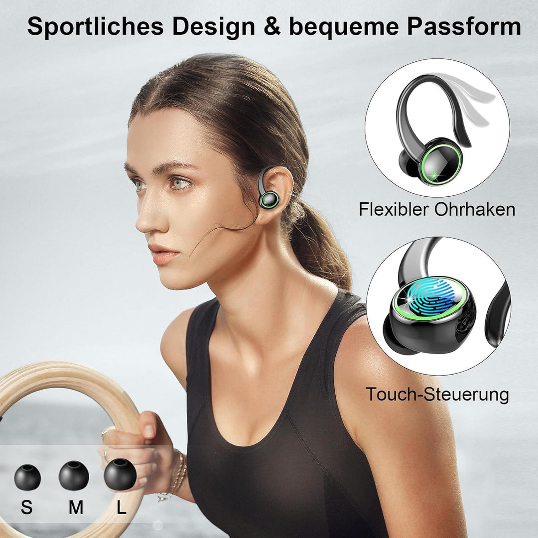 Kopfhörer Kabellos Bluetooth 5.4, 2026 Bluetooth Kopfhörer Sport 6D Bass Sternen Schwarz, Sternen Sc