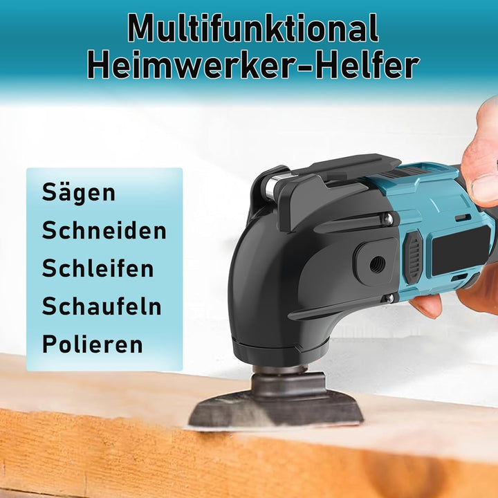 Multifunktionswerkzeug mit 2 * 3000 mAh Akku, Oszillationswerkzeug für Makita, 22pcs Zubehör, 6 Gesc