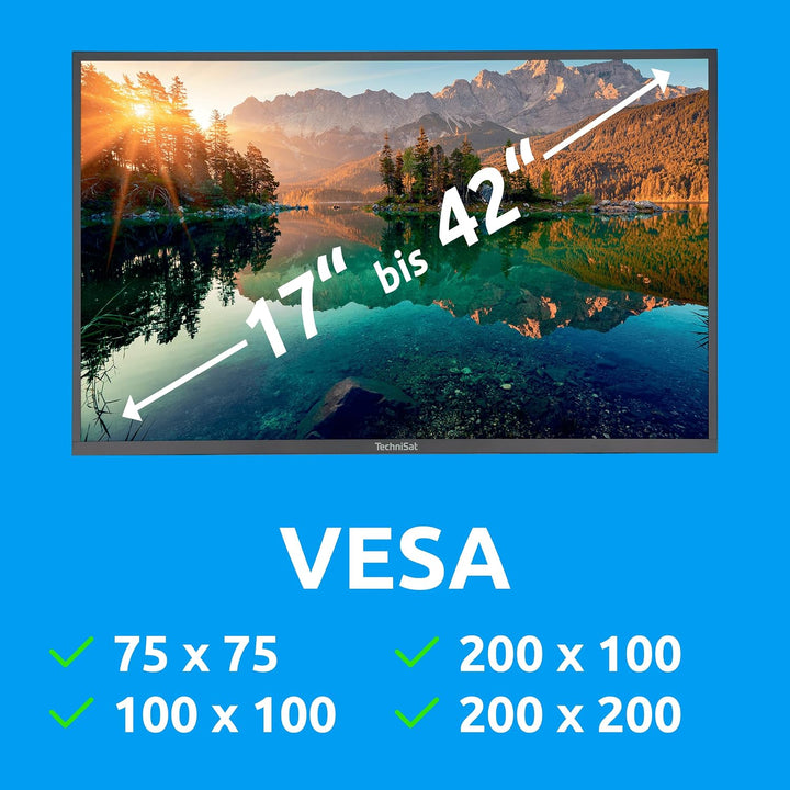 TechniSat TECHNIMOUNT ISI – kompakte Wandhalterung für Flachbild-Fernseher flach bis 20 kg, flach bi