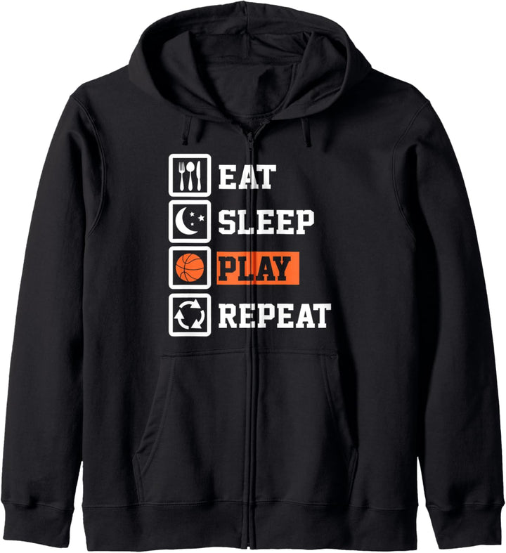 Eat Sleep Basketball Repeat Funny Basketball Kapuzenjacke