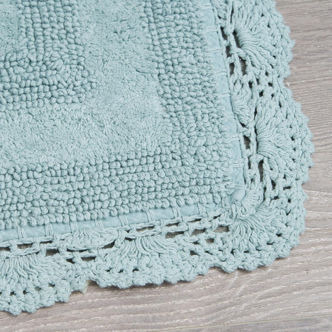 Laura Ashley Badvorleger, gehäkelt, Baumwolle, 43 x 61 cm, Aquamarin Aqua 17x24, Aqua 17x24