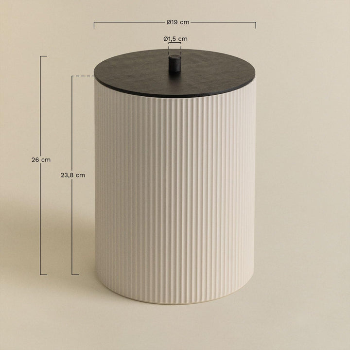 SKLUM Mülleimer mit Deckel aus ABS und Ozene-Bambus - Creme-beige, Creme-beige