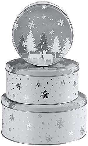 khevga Keksdose Weihnachten Blech Plätzchendose Set (flach, silber), silber