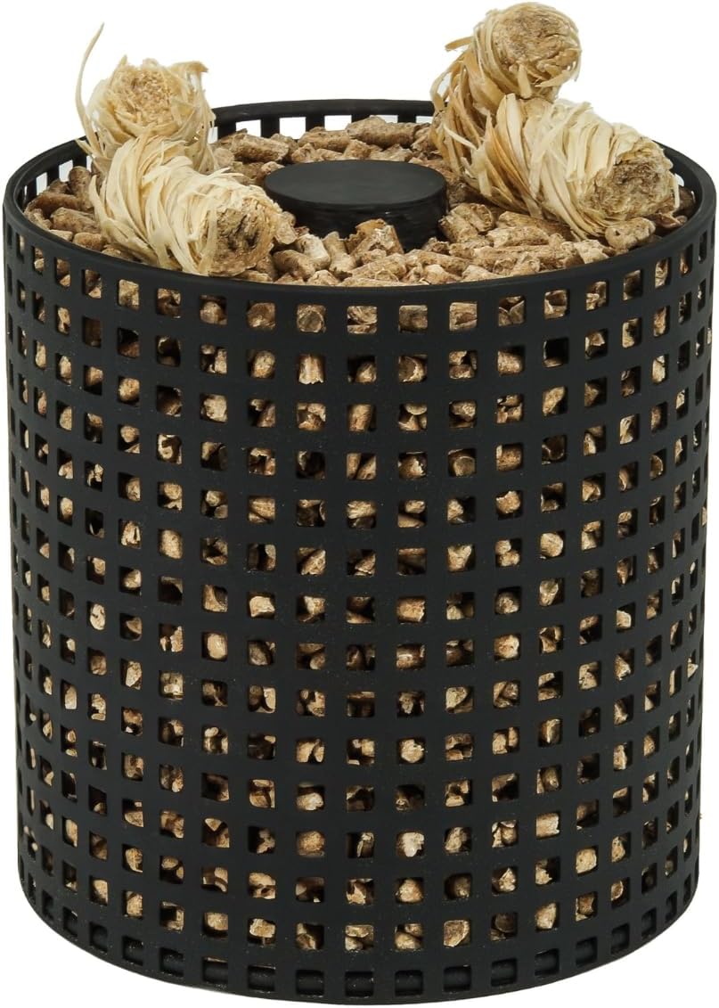 VALO Pelletskorb Ø 17 x H 18 cm - Schwarz - Stahl - Rund - Feuerfest - Effiziente Verbrennung