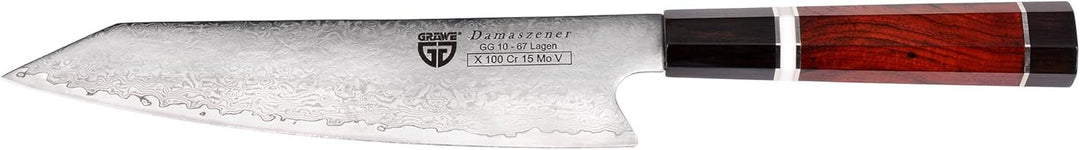 GRÄWE Damastmesser Signature, Grosses Messer aus Damaststahl, Super Scharf, Damaszener Santokumesser
