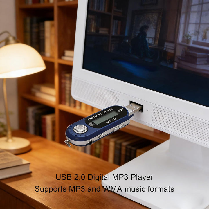 Asixxsix USB-MP3-Player, Digitaler Retro-Musikplayer mit Kabelgebundenem Kopfhörer, Tragbarer USB 2.