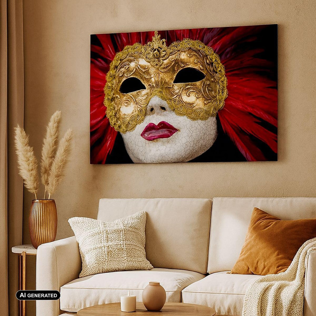 Bilder auf Leinwand Venezianische Maske Kostüm Spass Feder Leinwandbild 70x50cm Wandbilder Dekoratio
