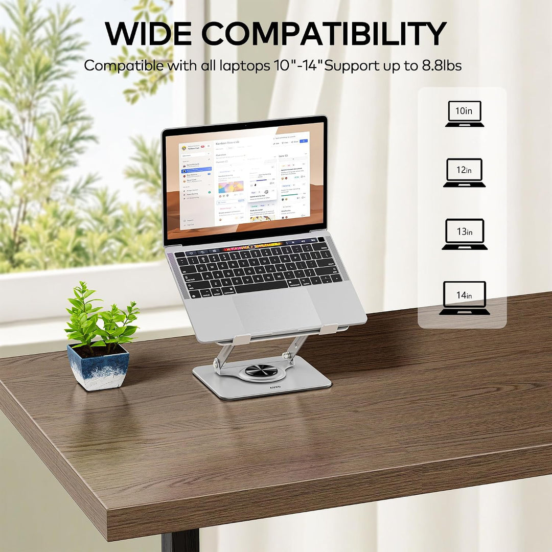 ALS03 Laptop-Ständer, Verstellbarer Computerständer mit 360° drehbarer Basis, ergonomische Laptop-Er