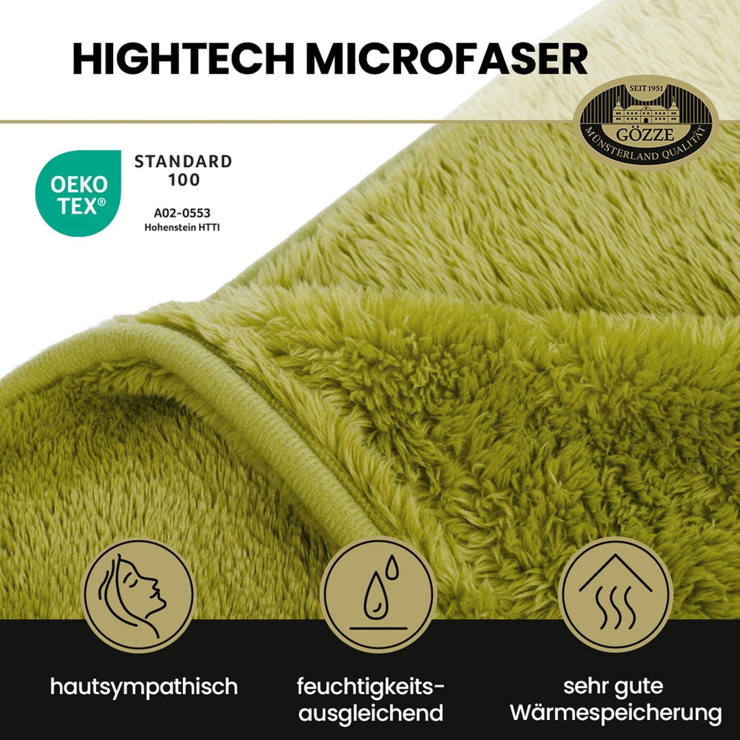 Gözze - Premium Cashmere-Feeling Wohn- und Kuscheldecke, 500 g/m², 220 x 240 cm - Limonengrün, Limon