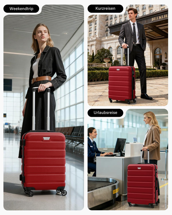 COOLIFE Handgepäck Koffer für EasyJet, 56cm M, PC+ABS, Hartschale, Leicht Robuster, Reisekoffer mit