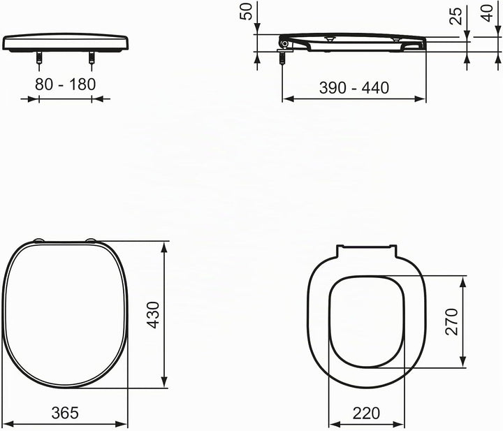 Ideal Standard E712801 Original Connect WC-Sitz, Wrapover-Design aus Kunststoff (Duroplast), Weiss (