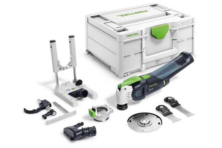Festool Akku-Oszillierer OSC 18 E-Basic-Set VECTURO (mit Absaugvorrichtung, Ansetzhilfe, Tiefenansch